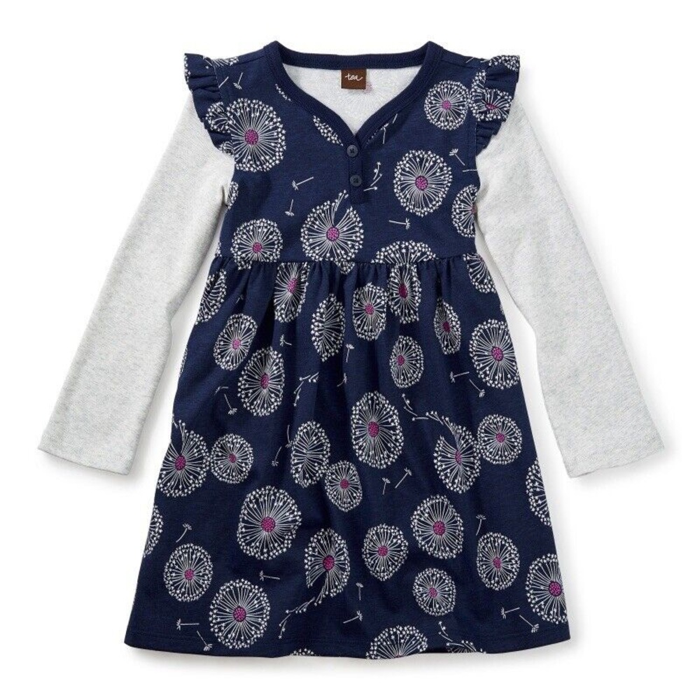 Tea Collection Wish Button Neck 100% Cotton Dress Size